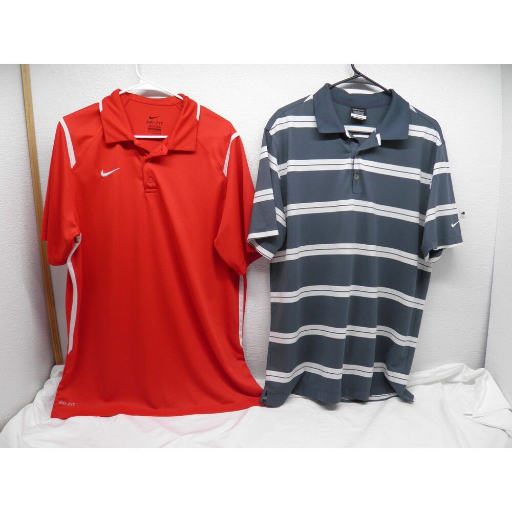 LOT OF 2 NIKE GOLF DRI FIT POLO SHIRT MEN'S LARGE